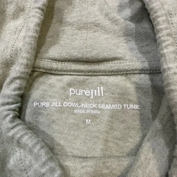 Size Medium Pure Jill cowl-neck seamed tunic pale green with drawstring - Picture 5 of 8